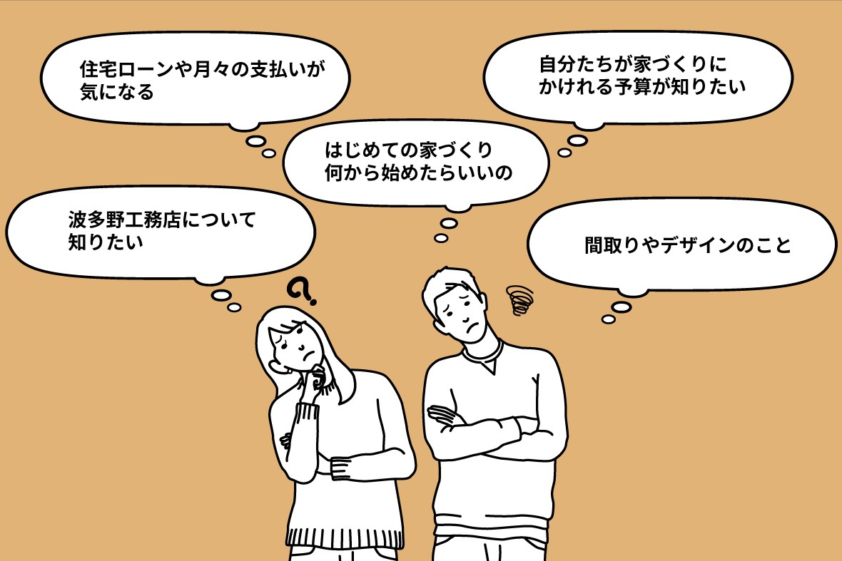 <p>お家づくりの疑問や不安を、<br />
まずは「話す」ことでスッキリ解消しませんか？</p>